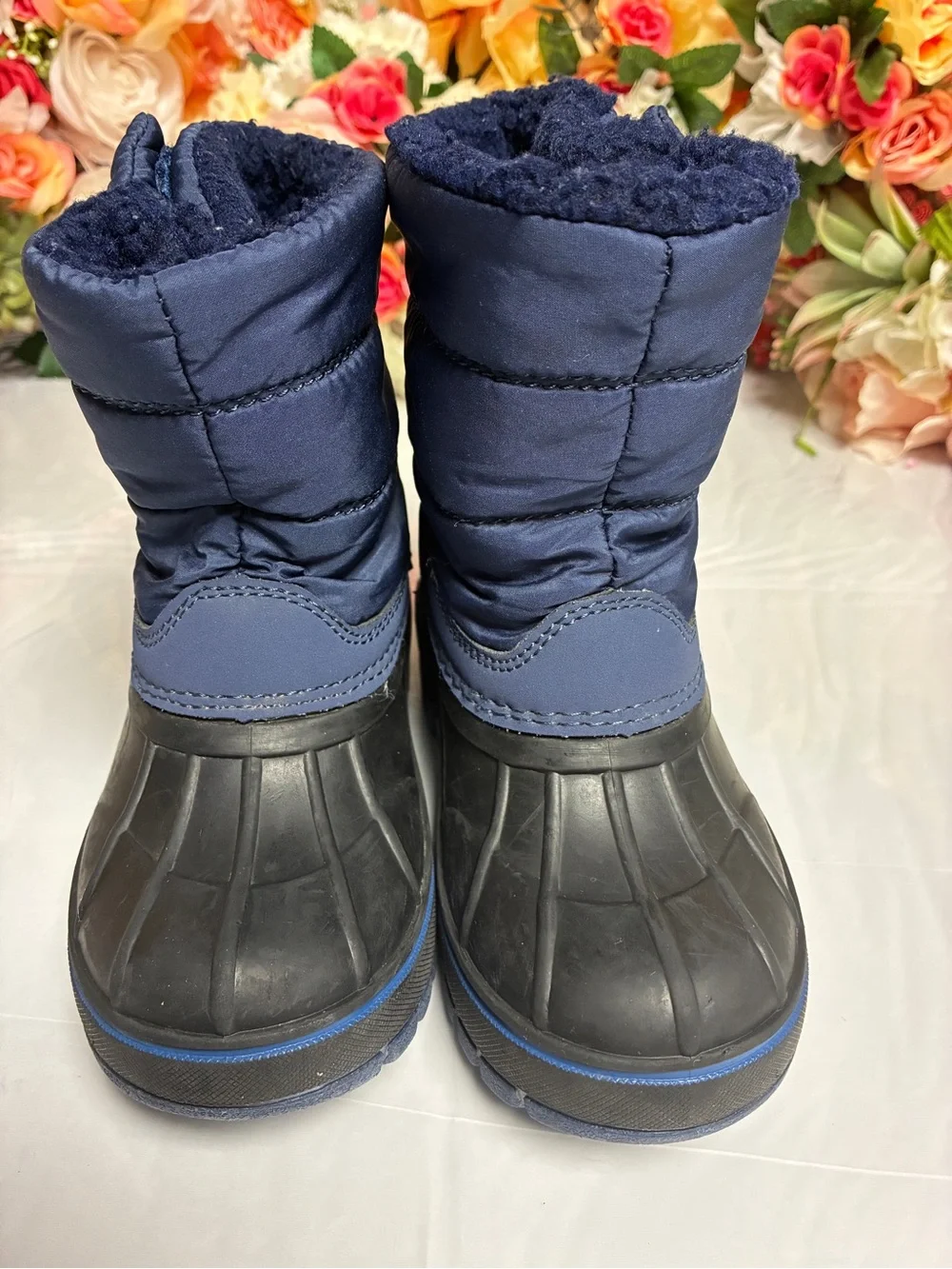 Lands’ End Youth 3M Thinsulate Water Resistant Snow Boots Navy Black Size 8M